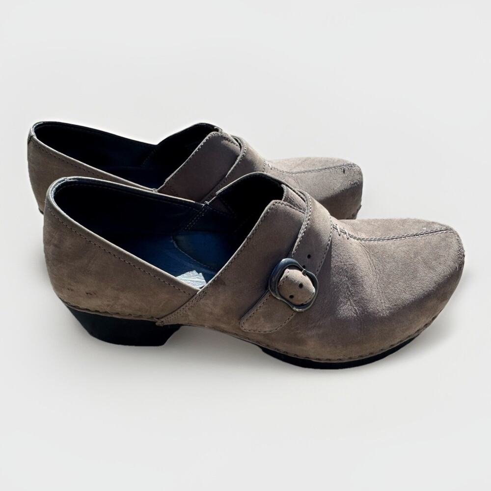 Dansko Tamara Women's Clog Gray Leather Round Toe Casual Slip On Shoes Sz 39